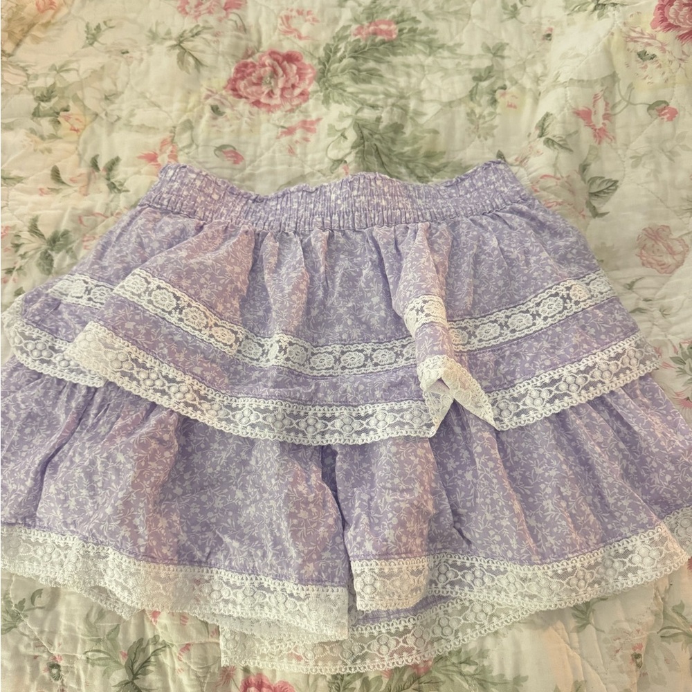 Altar'd State Lavender Lace Tiered Skater Skirt